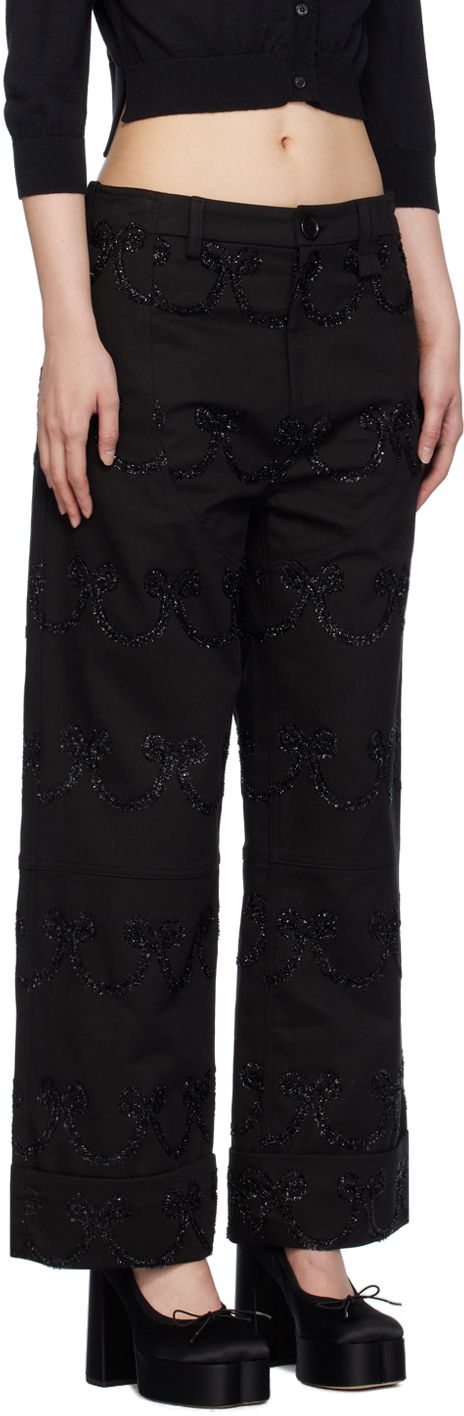 Housut Simone Rocha Simone Rocha Patterned Wide-Leg Trousers Musta | 4101 1062, 1