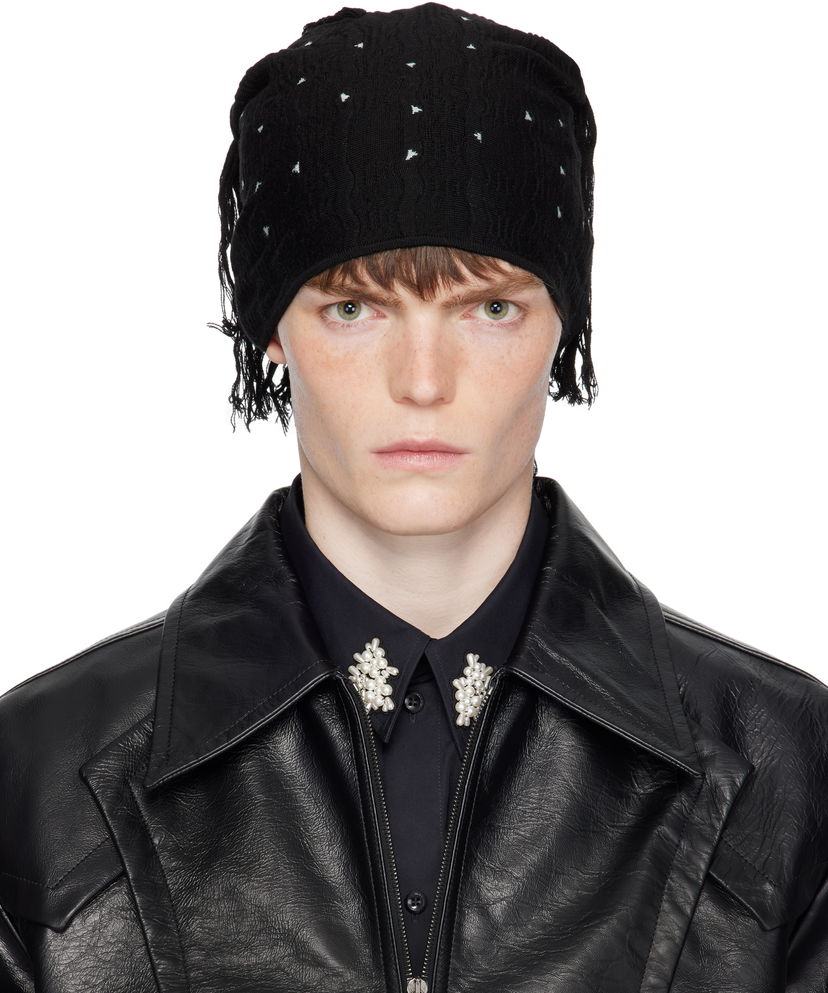 Pipo KIKO KOSTADINOV Kiko Kostadinov Tarr Knit Beanie with Fringe Musta | KKAW25KN11-116