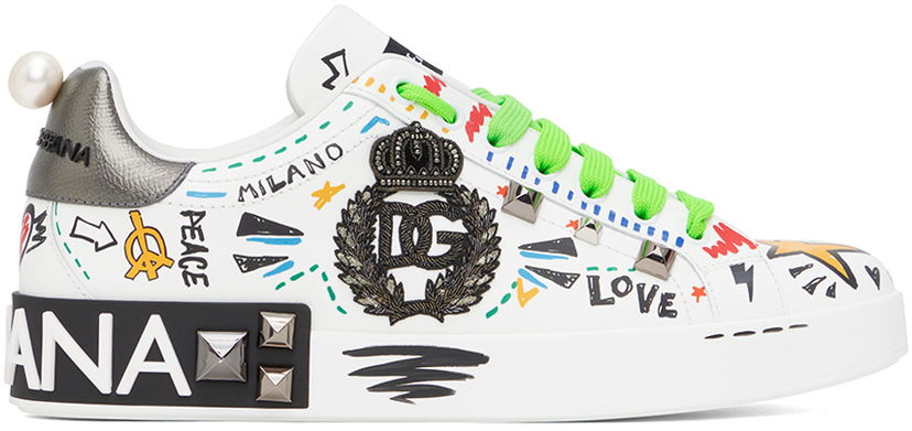 Tennarit ja kengät Dolce & Gabbana White Embroidery & Studs Portofino Monivärinen | CS1772AH502