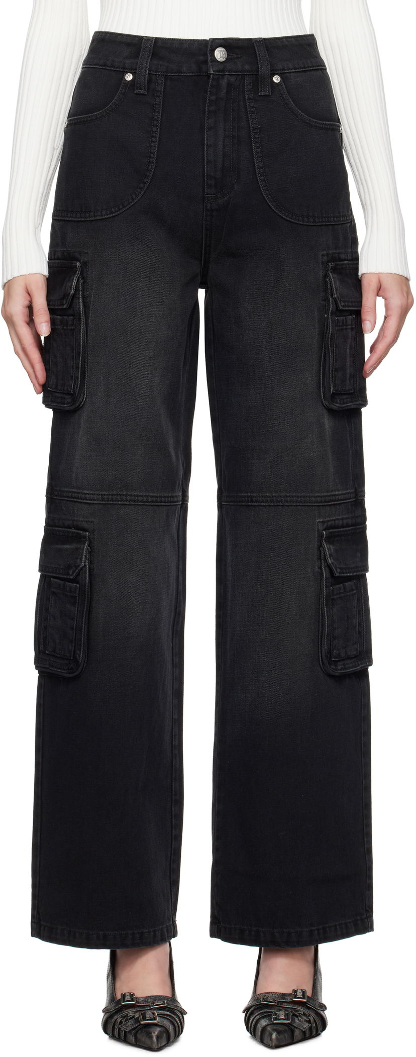 Cargo housut MISBHV Washed Cargo Jeans Musta | 241W300