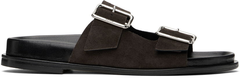 Kengänhoito Aeyde Aeyde Meena Suede Double Buckle Slides Musta | A11-FS-FOXR08FL174-SS25-953-022