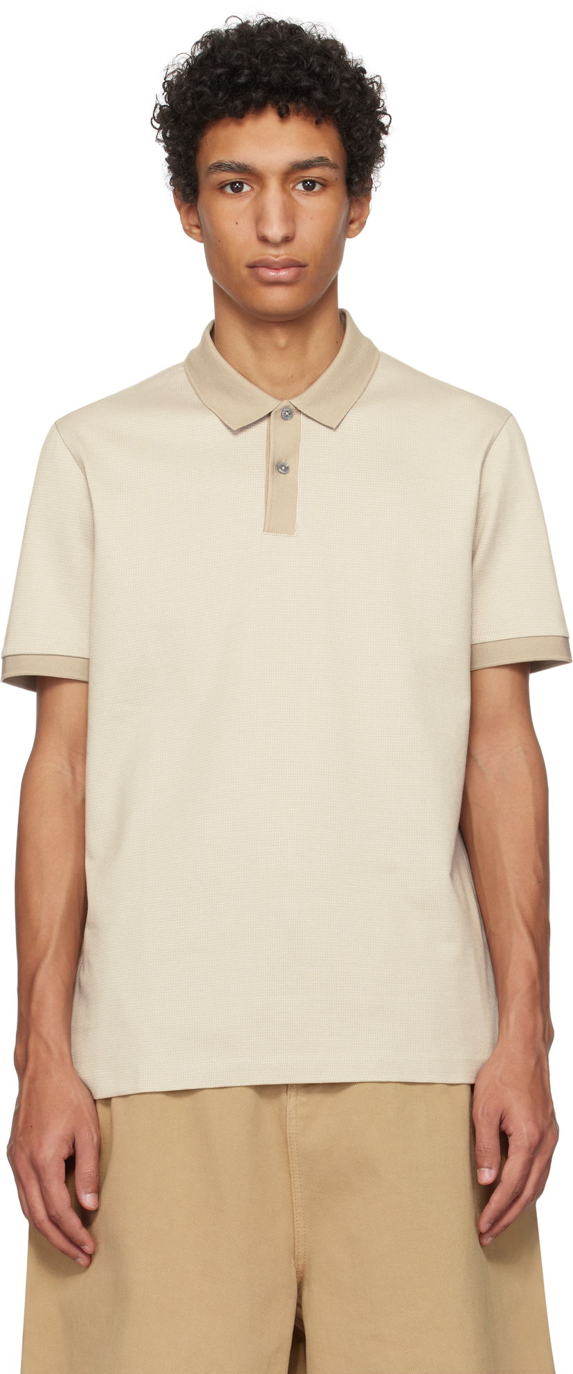 Poolopaita BOSS BOSS Micro Pattern Mercerized Polo Beige | 50532246