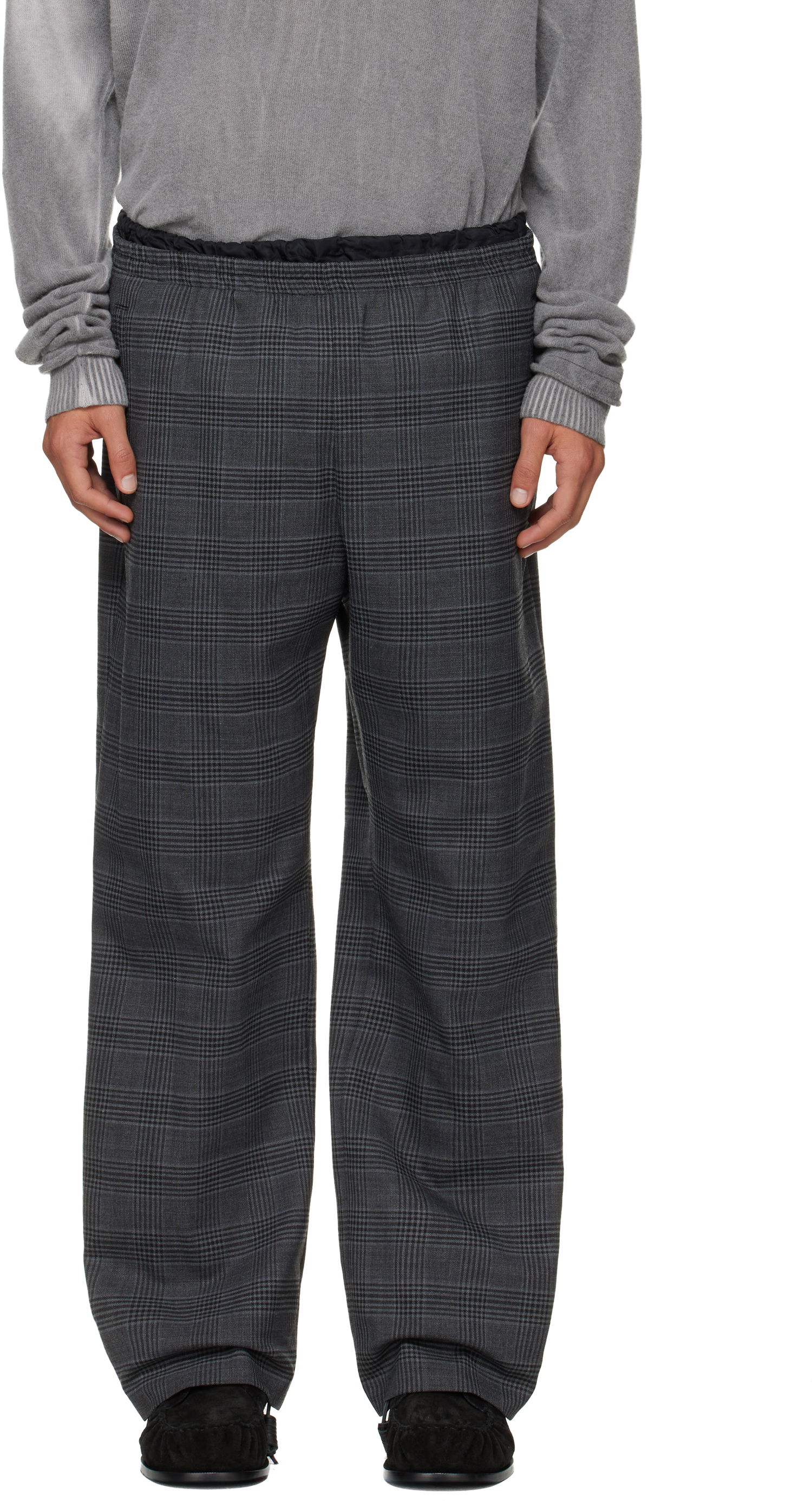 Housut Diesel P-Tilson Plaid Wide-Leg Trousers with Elasticated Waist Harmaa | A18485-0DEBS-9XXA, 0