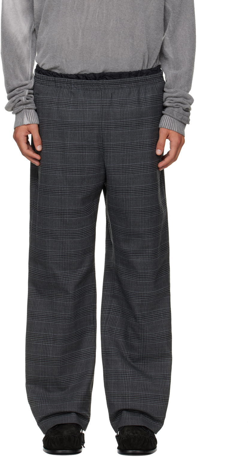 Housut Diesel P-Tilson Plaid Wide-Leg Trousers with Elasticated Waist Harmaa | A18485-0DEBS-9XXA