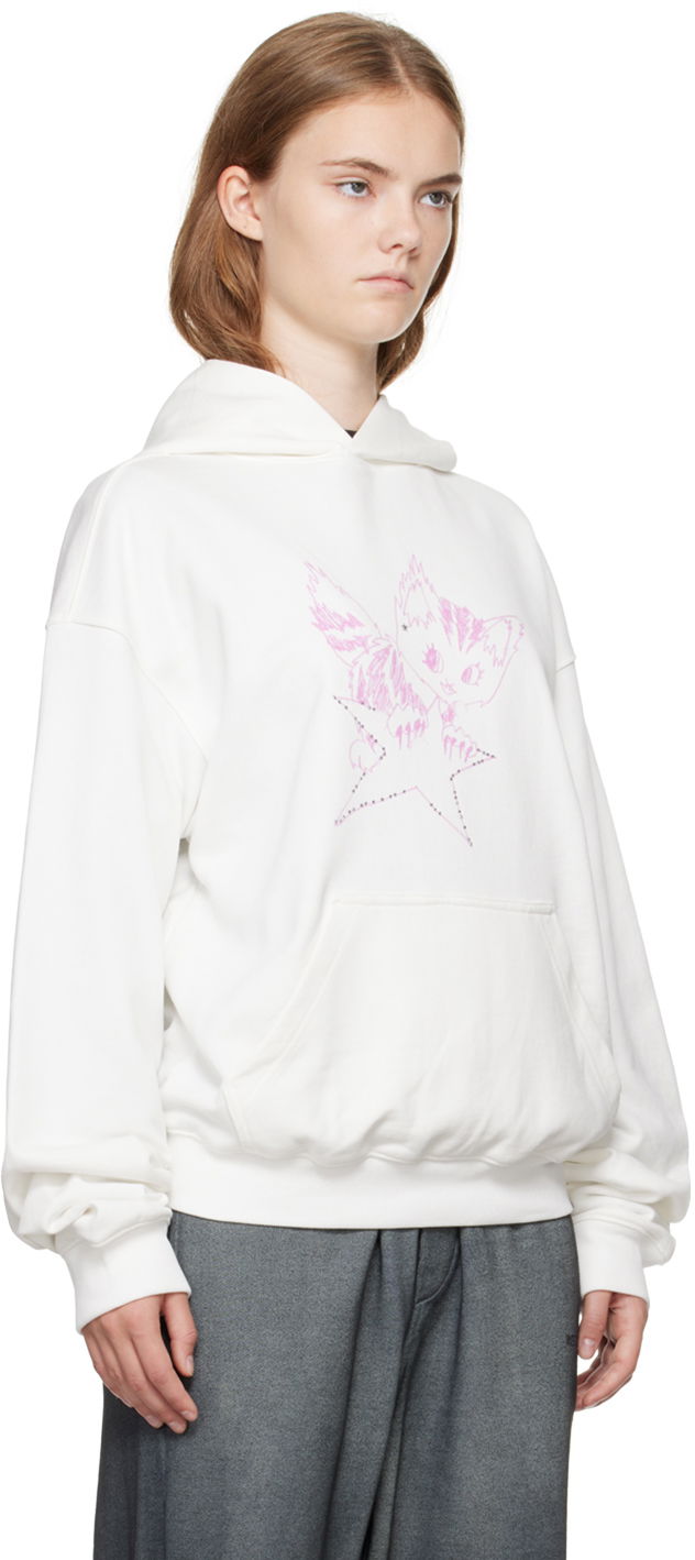 Huppari We11done Fitted Hoodie With Graphic Print Valkoinen | WD-TH2-24-832-U-IV, 1