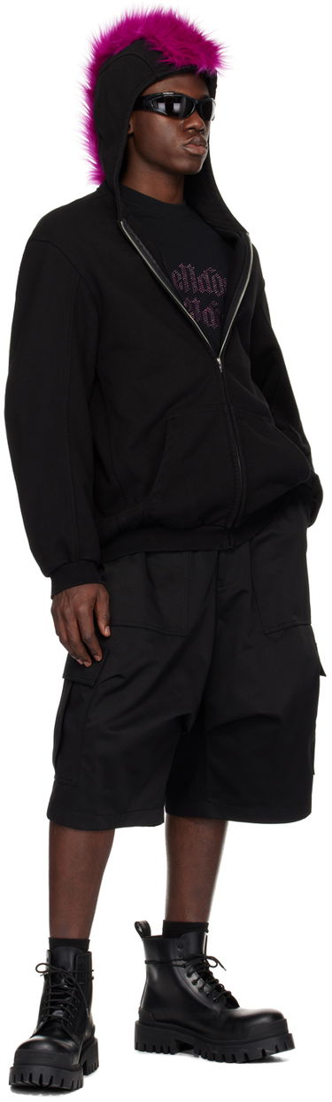 Huppari We11done We11done Zip-Up Faux-Fur Hoodie Musta | WD-TJ1-24-884-U-BK, 3