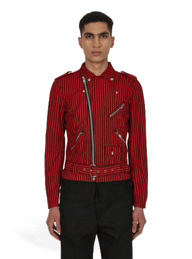 Takki Comme des Garçons Stripe Biker Jacket Punainen | FI-J002 1