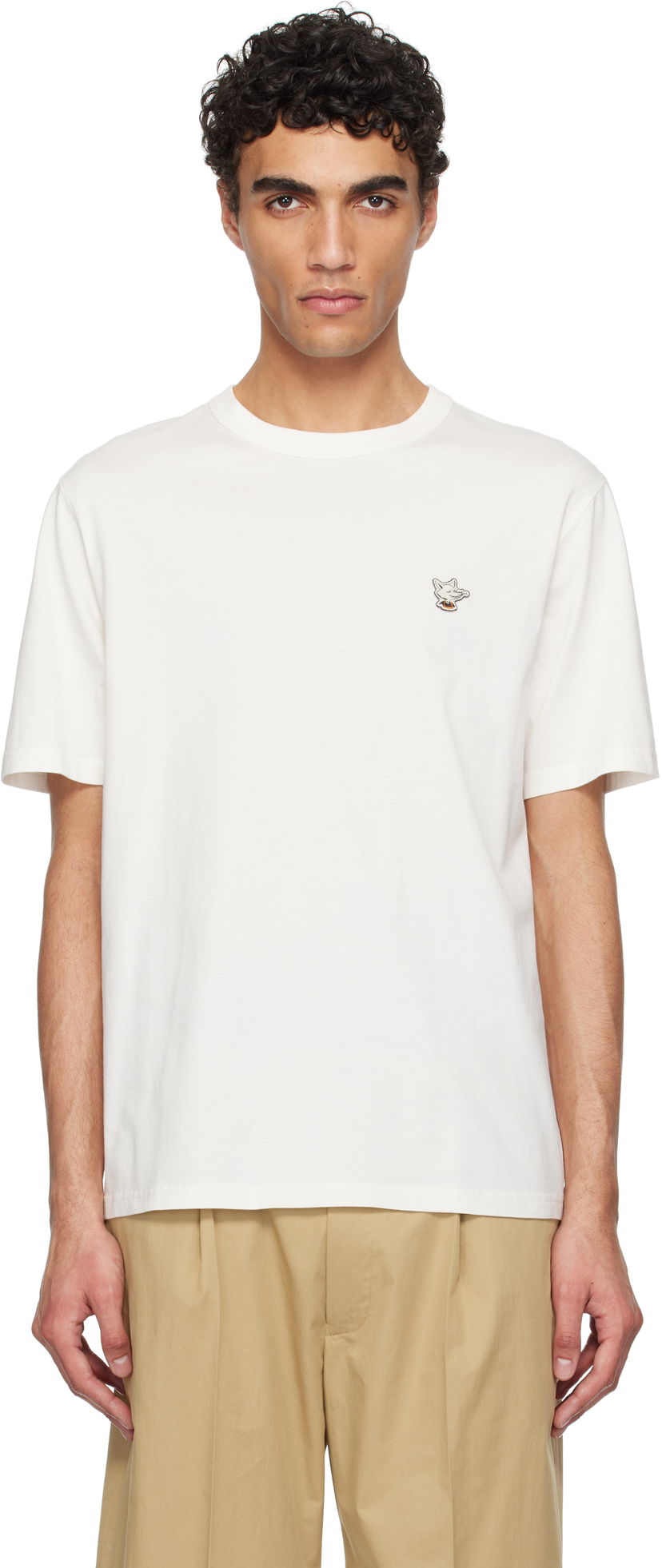 T-paita MAISON KITSUNÉ Maison Kitsuné Barista Fox Patch Relax T-Shirt Valkoinen | CKNU00102KJ7014