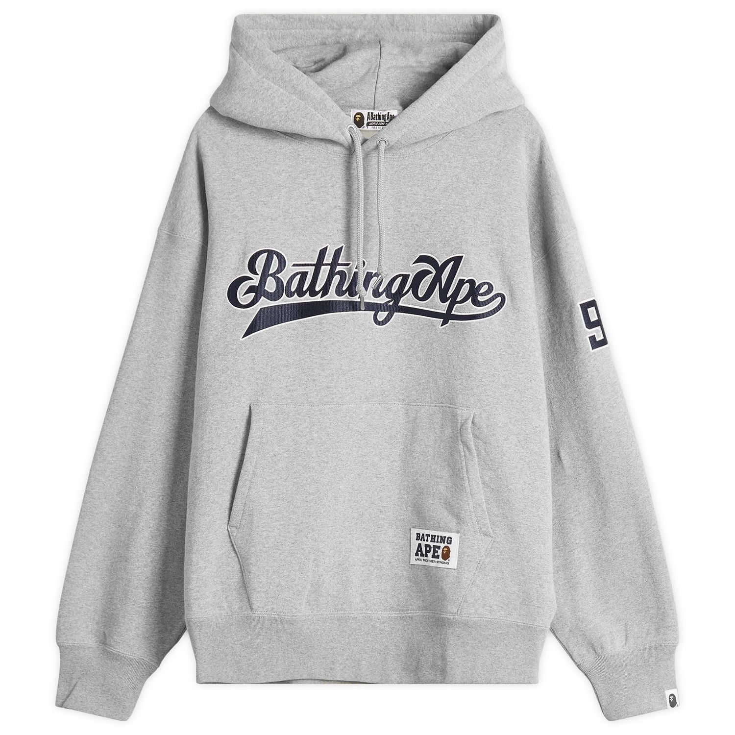 Huppari BAPE Bathing Ape Baseball Logo Relaxed Fit Pullover Hoodie Harmaa | 001PPL301004M-GRY, 0