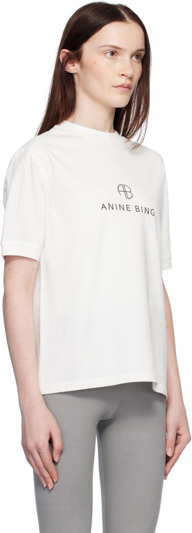 T-paita Anine Bing ANINE BING Jaylin Monogram T-Shirt Valkoinen | A-08-10280-IVY1, 4