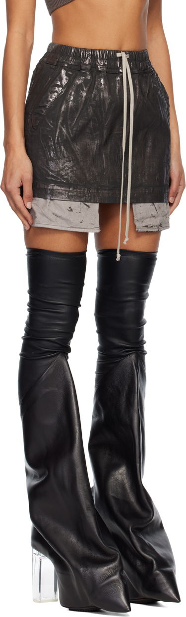 Hame Rick Owens Concordians Fog Distressed Drawstring Miniskirt Musta | DS02E7321 SBZMC, 1
