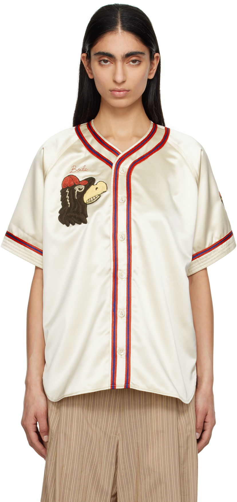Jersey Bode Bode Redtail Baseball Shirt Beige | MRS25SH023