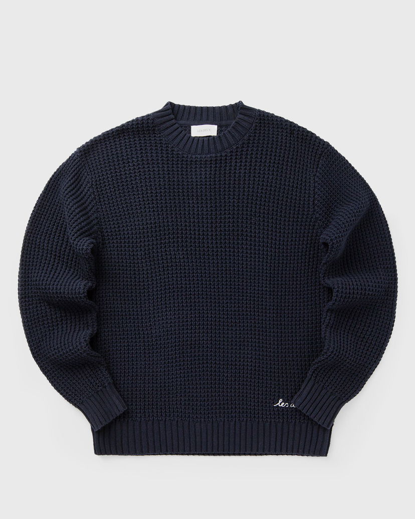 Villapaita Les Deux Waffle Crewneck Knit Tummansininen | 1000570-460