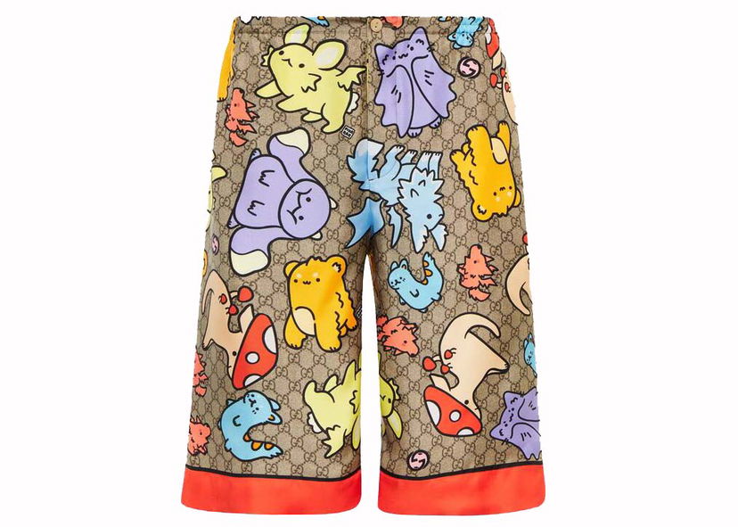 Shortsit Gucci GG Print Silk Twill Shorts Beige Multi Monivärinen | 734161ZAMD39233
