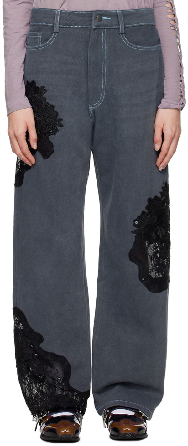 Jeans Collina Strada Collina Strada Mikaela Lace Appliqué Jeans Harmaa | XX6022