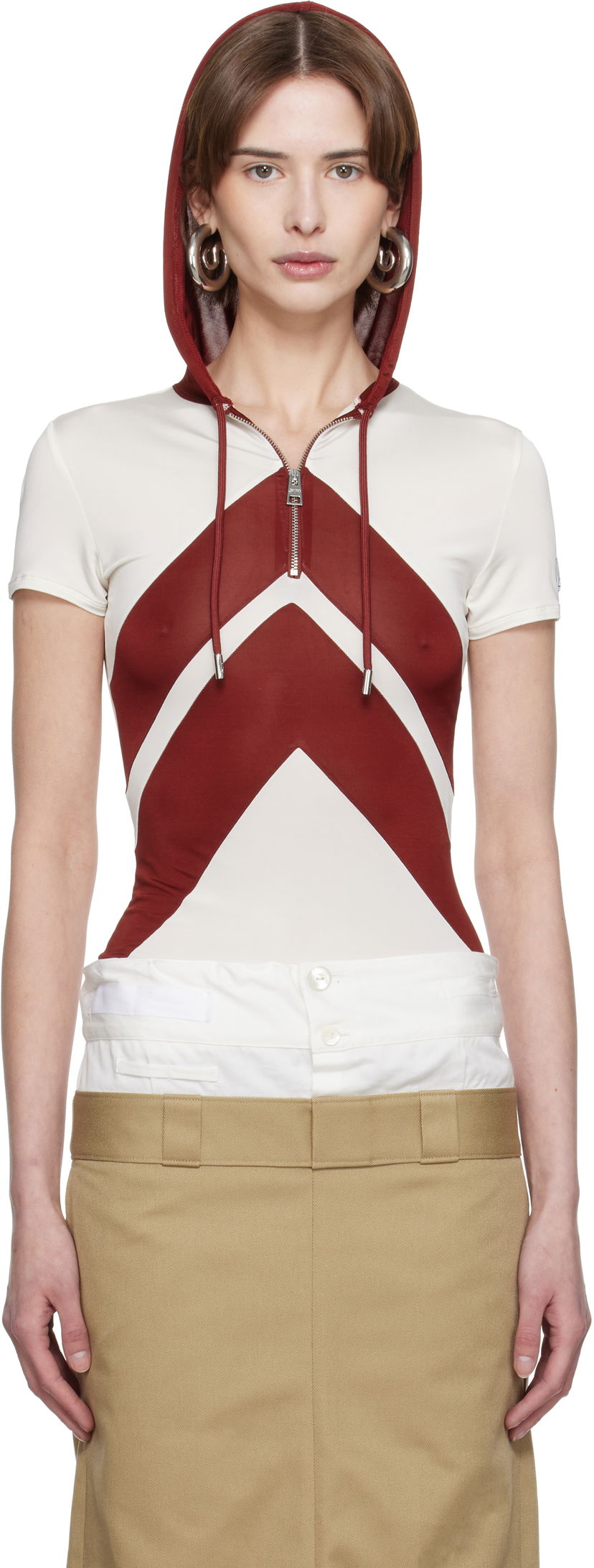 Huppari Jean Paul Gaultier Jean Paul Gaultier 'The Chevrons' Hooded Top Punainen | 25/33-F-TS109P-J084-0128