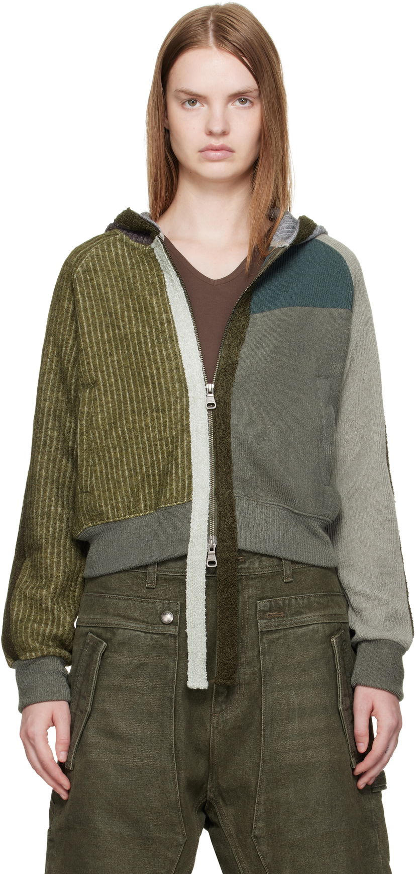 Huppari Andersson Bell Andersson Bell Color Blocked Knit Zip-Up Hoodie Vihreä | atb1364w