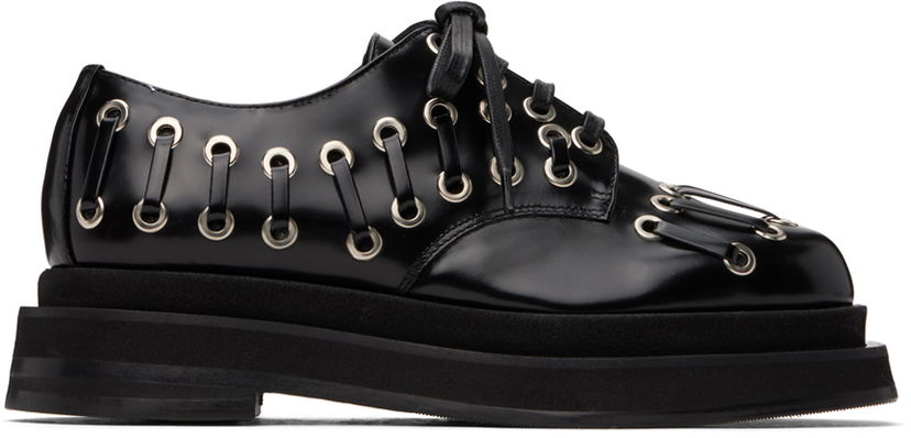Mekko Simone Rocha Simone Rocha Heart Toe Platform Grommet Brogues Musta | LOF2 0740
