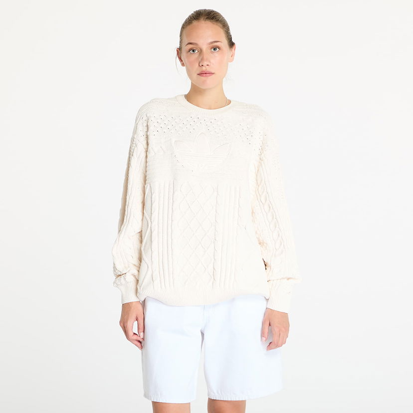 Villapaita adidas Originals Knited Trf Sweater Wonder White Valkoinen | JN8318