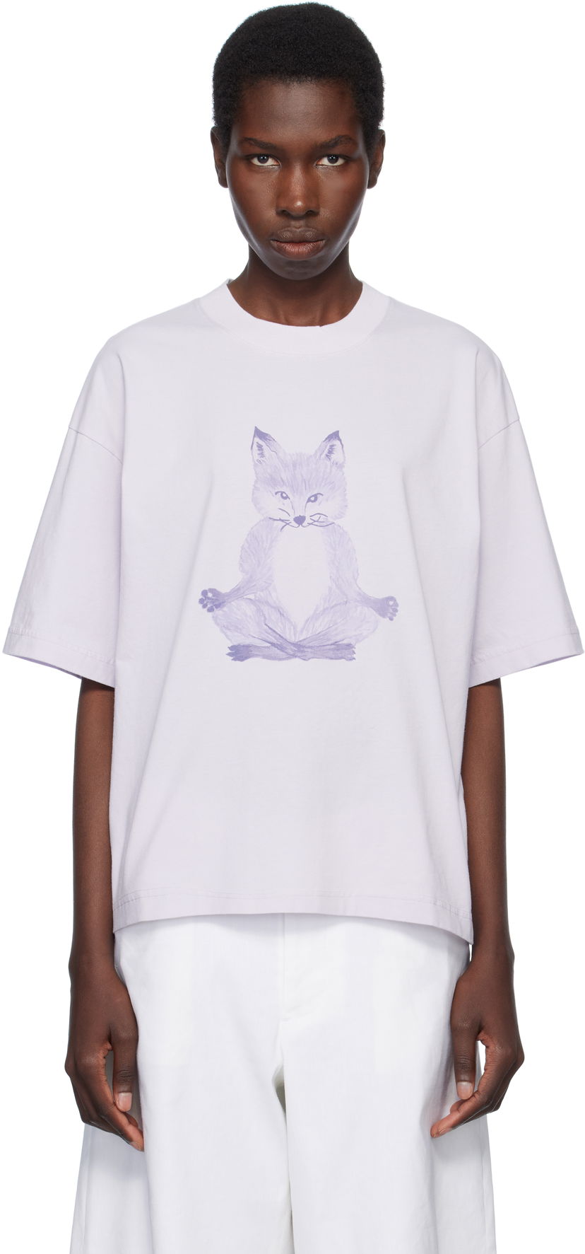 T-paita MAISON KITSUNÉ Maison Kitsuné Yoga Fox Boxy T-Shirt Violetti | OW00123KJ0008
