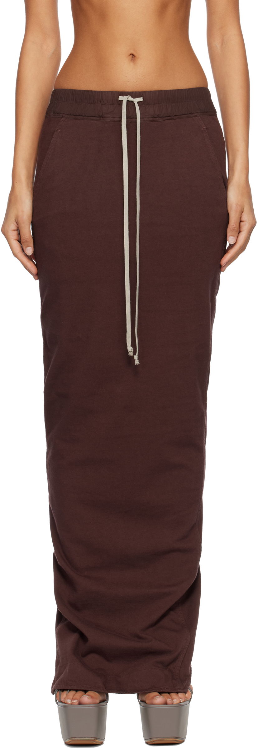 Hame Rick Owens Concordians Pull On Pillar Maxi Skirt Ruskea | DS02E7332 RIG