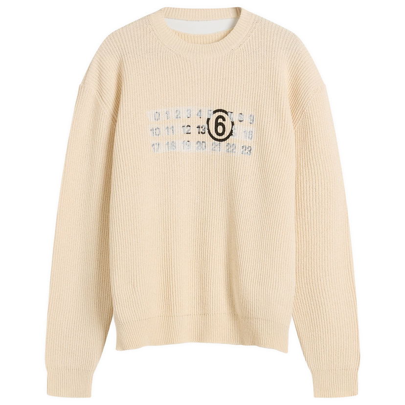 Villapaita Maison Margiela Maison Margiela Logo Knit Sweater, Size Large Beige | SH2HL0022-M13124-102