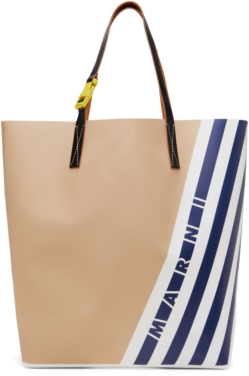 Kangaskassi Marni Marni Stripes North South Tote Beige | SHMQ0037A9P8180ZO860
