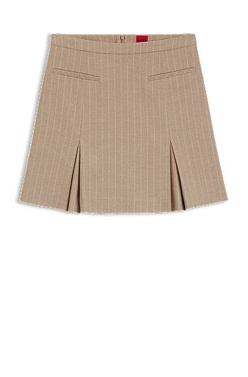 Hame BOSS Pinstripe Flannel Mini Skirt Beige | 50542569