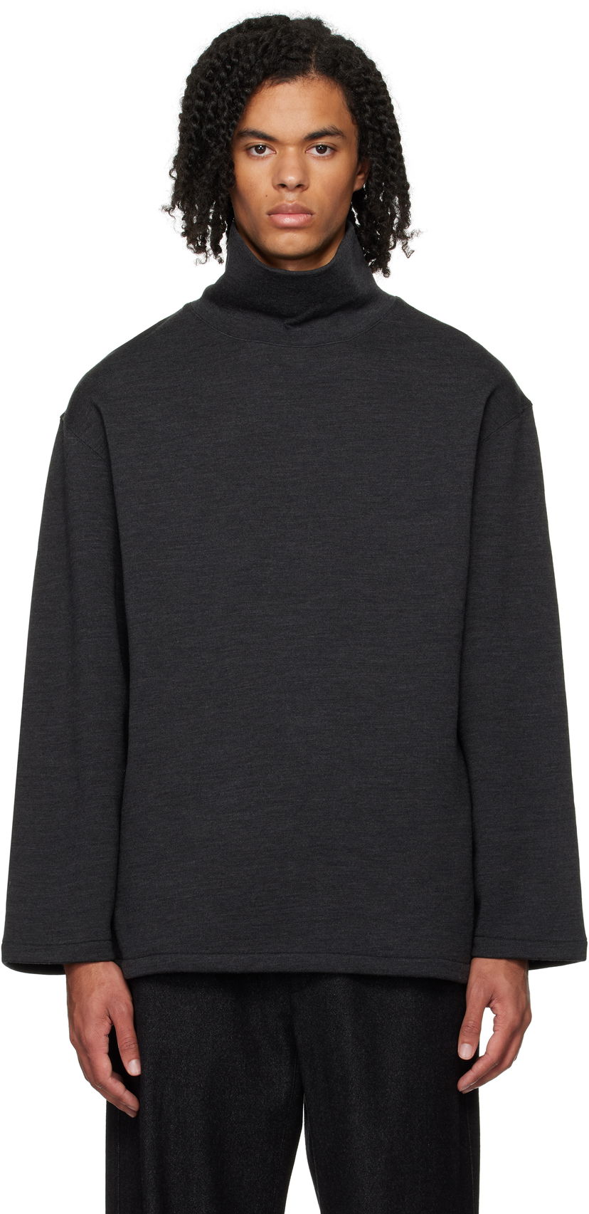 Villapaita LEMAIRE Lemaire Mock Neck Sweatshirt Musta | TO1287 LJ1020