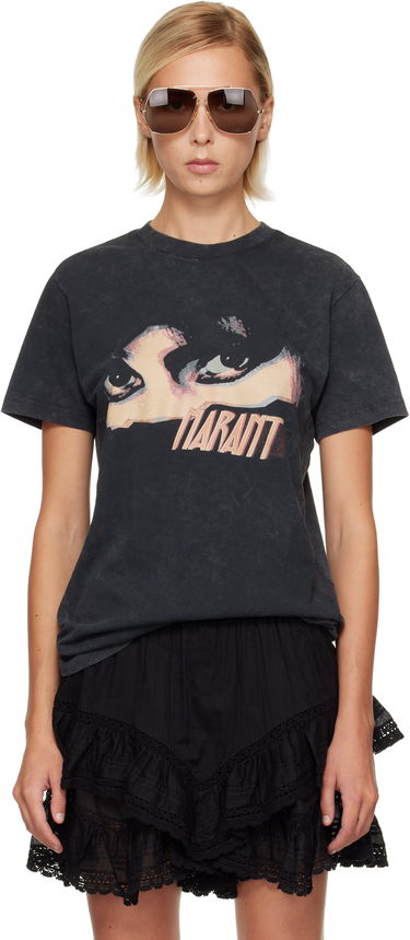 T-paita Isabel Marant Étoile Etoile Zoeline Short Sleeve Washed Graphic Print T-Shirt Musta | TS0147FA-C3N07E, 0