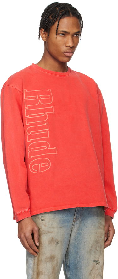 Huppari Rhude Rhude Side Logo Long Sleeve T-Shirt Punainen | RHPS25TT13012, 1