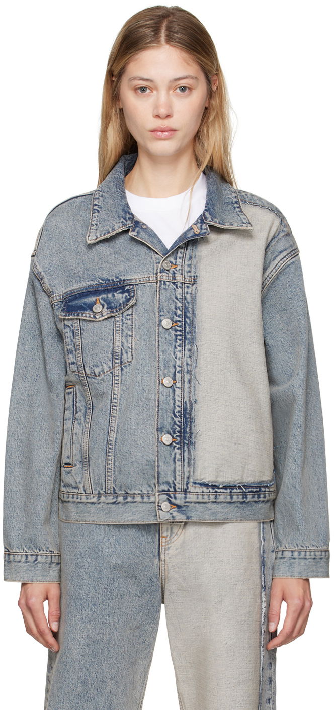 Takki Maison Margiela MM6 Blue Paneled Denim Jacket Harmaa | S52AM0307 S30844
