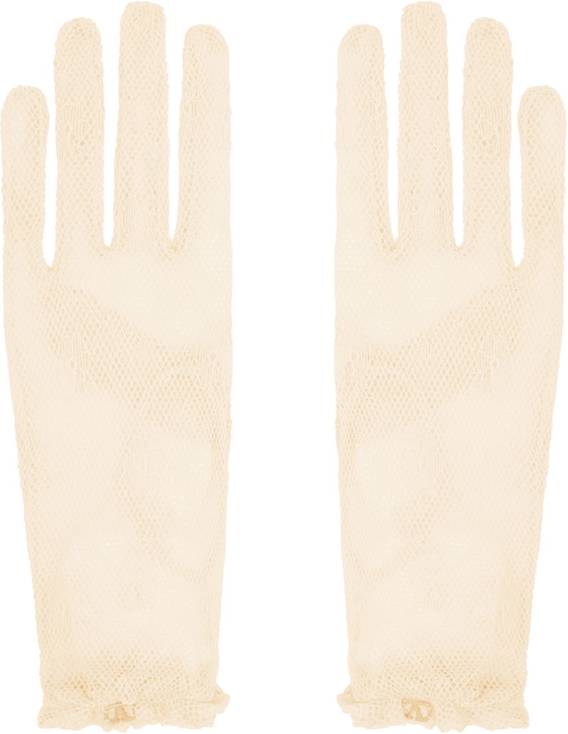 Käsineet Valentino Valentino Garavani VLogo Signature Lace Gloves Beige | 6W0GD00HPNN