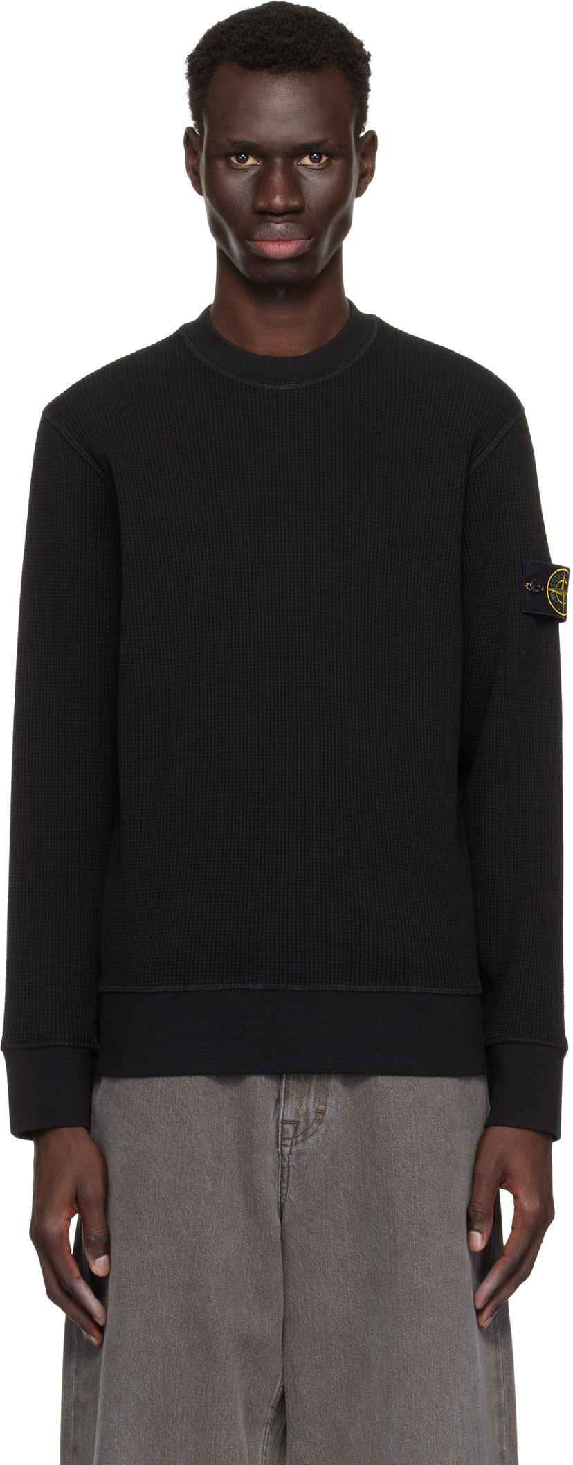Villapaita Stone Island Stone Island Waffle Fleece Sweatshirt Musta | K1S15 6100008 S0044