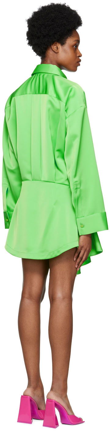Mekko The Attico Attico Candice Satin Mini Shirt Dress Vihreä | 228WCA124 E020, 2