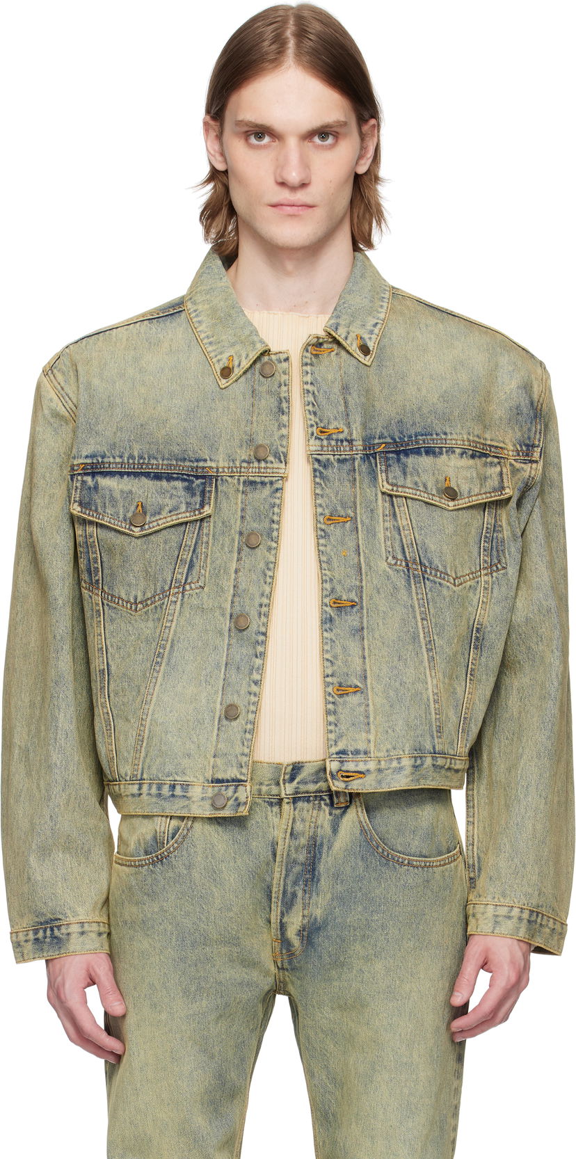 Takki Entire Studios Entire Studios Shrunken Denim Jacket Keltainen | ESU-S25-11002-SW