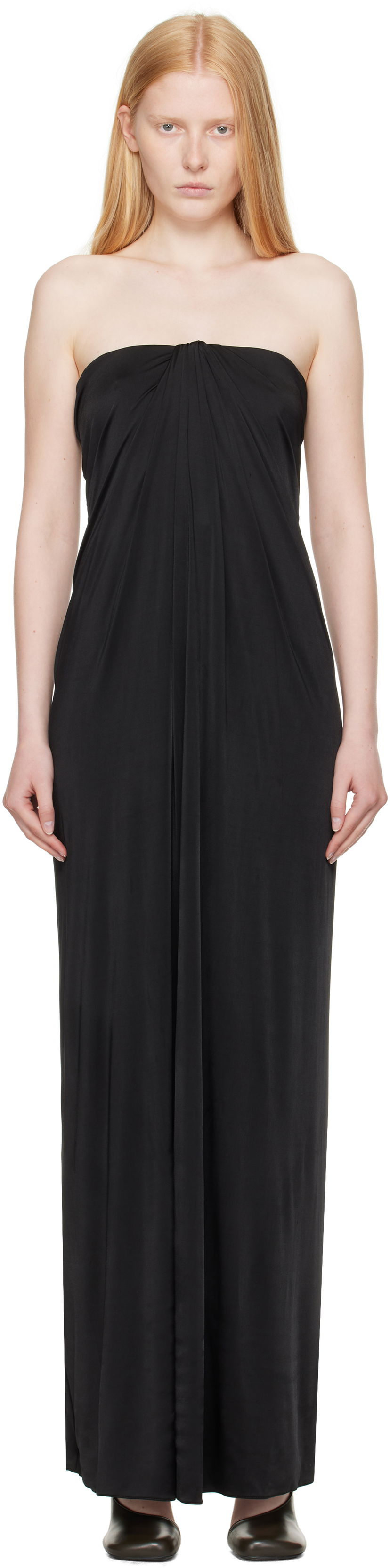 Mekko FERRAGAMO Ferragamo Sleeveless Gathered Maxi Dress Musta | 780649