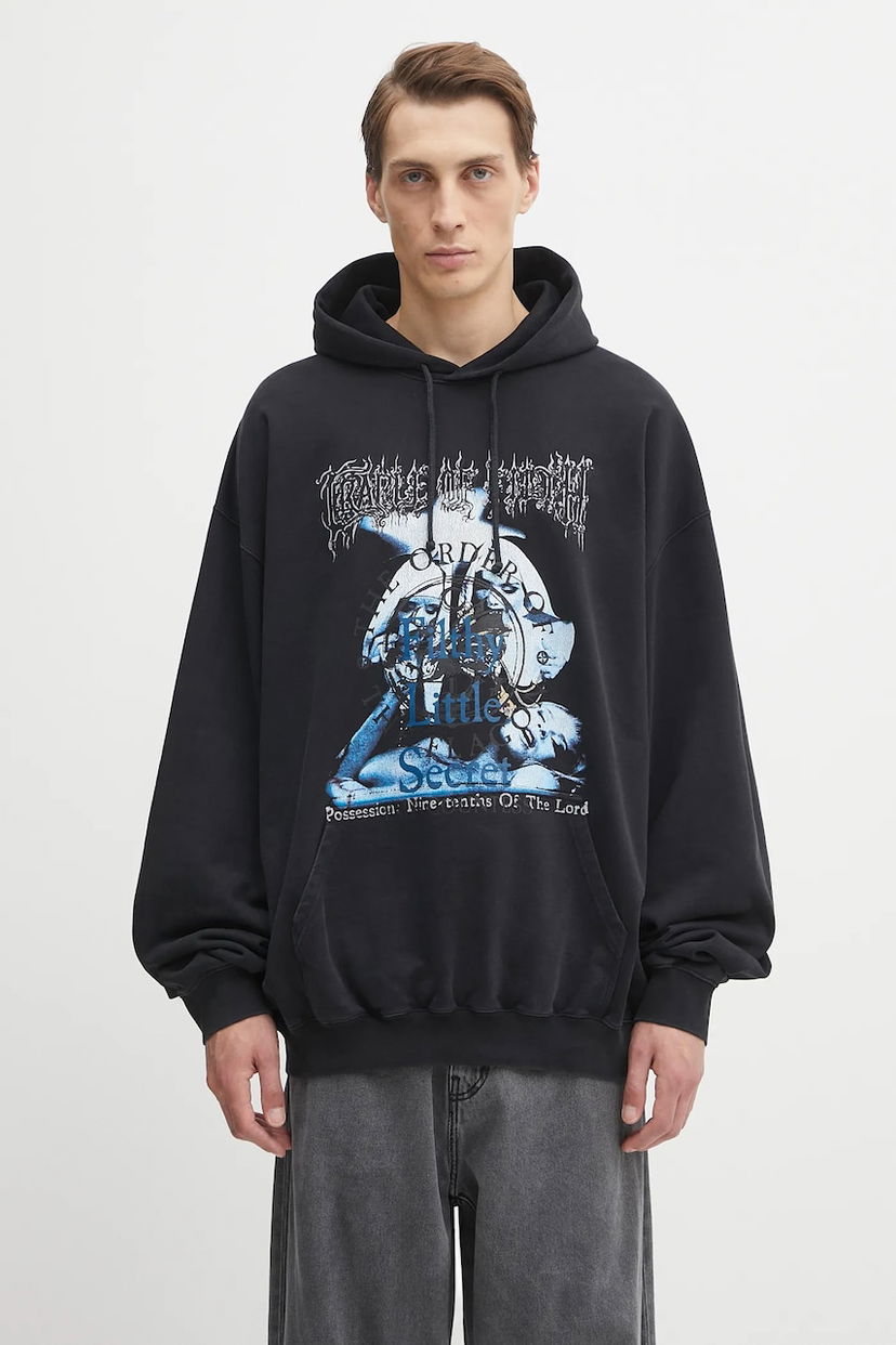 Huppari VETEMENTS Cotton Cradle of Filth Filthy Secret Oversized Printed Hoodie Musta | UCF76HD600B