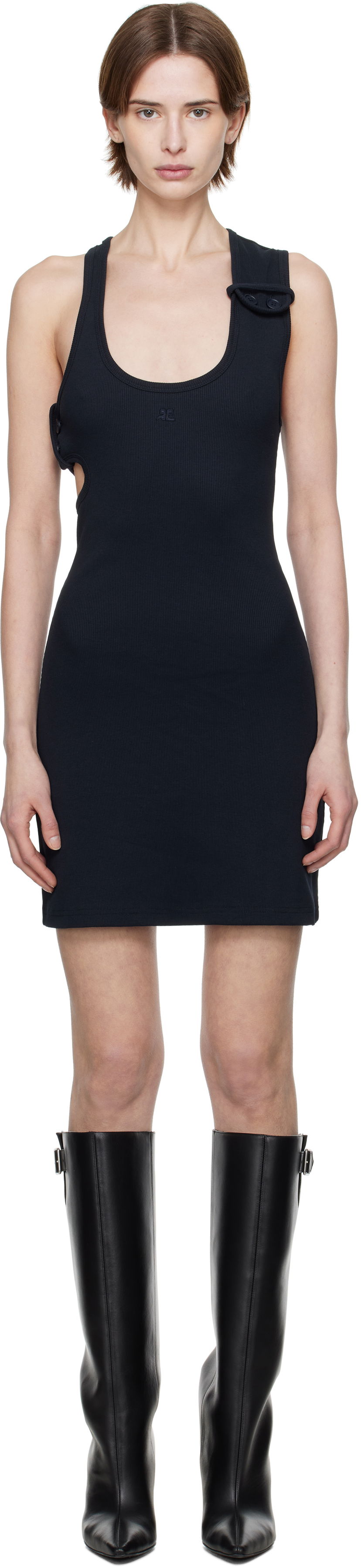 Mekko Courrèges Courrèges Double Buckle Rib Minidress Tummansininen | 125JRO550JS0194