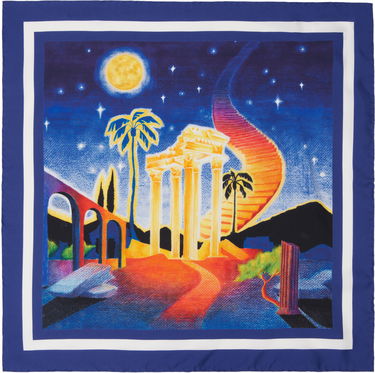 Huivi Casablanca Silk Scarf with Stairway Print Sininen | APS25-ACC-052-05, 0