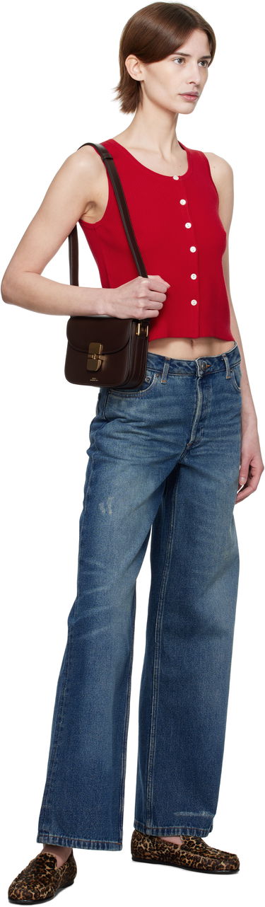 Tankkitoppi A.P.C. A.P.C. Buttoned Cropped Tank Top Punainen | VIALM-F23410, 3