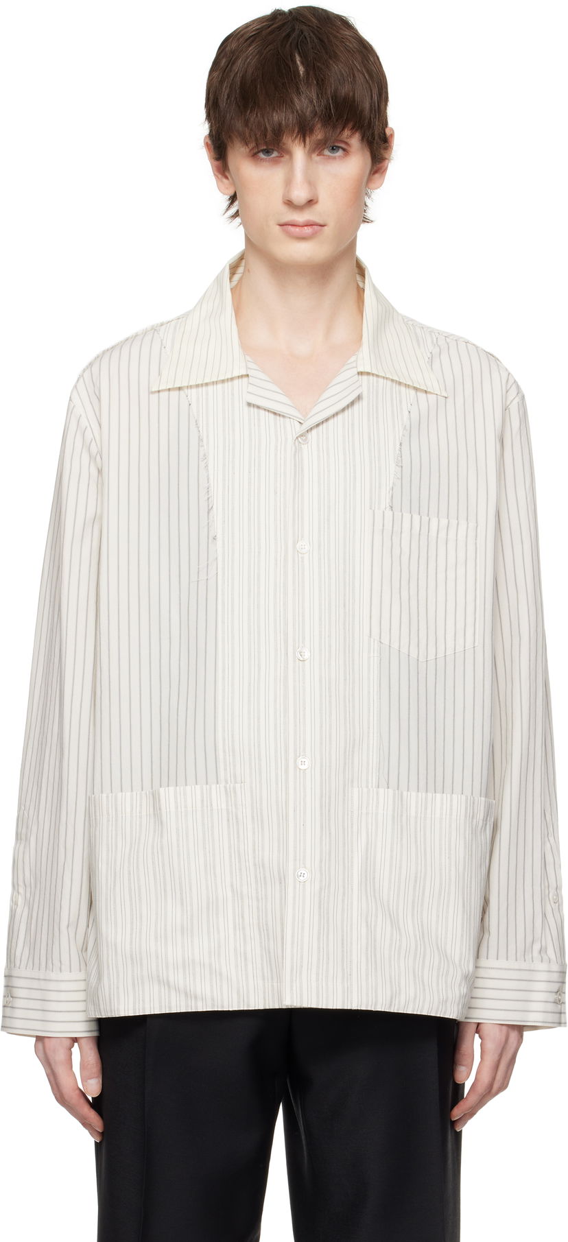 Paita Maison Margiela Maison Margiela Reconstructed Pinstripe Shirt Valkoinen | S50DT0047 MTN053