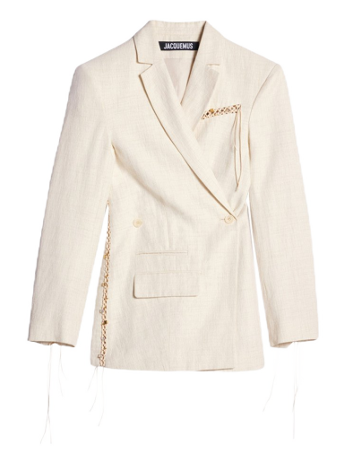 Takki Jacquemus La Veste Tibau Brodee Embroidered Double-Breasted Valkoinen | 231JA024-1069-110
