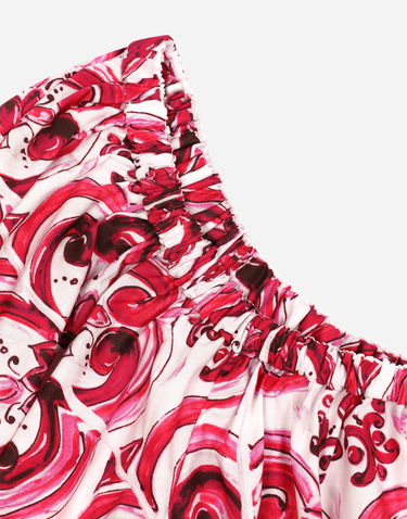 Crop top Dolce & Gabbana Majolica-print Poplin Crop Top Vaaleanpunainen | F755RTHH5BAHE3TN, 3