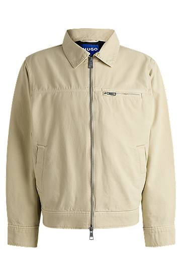 Takki BOSS Regular-Fit Cotton Canvas Jacket Beige | 50530589