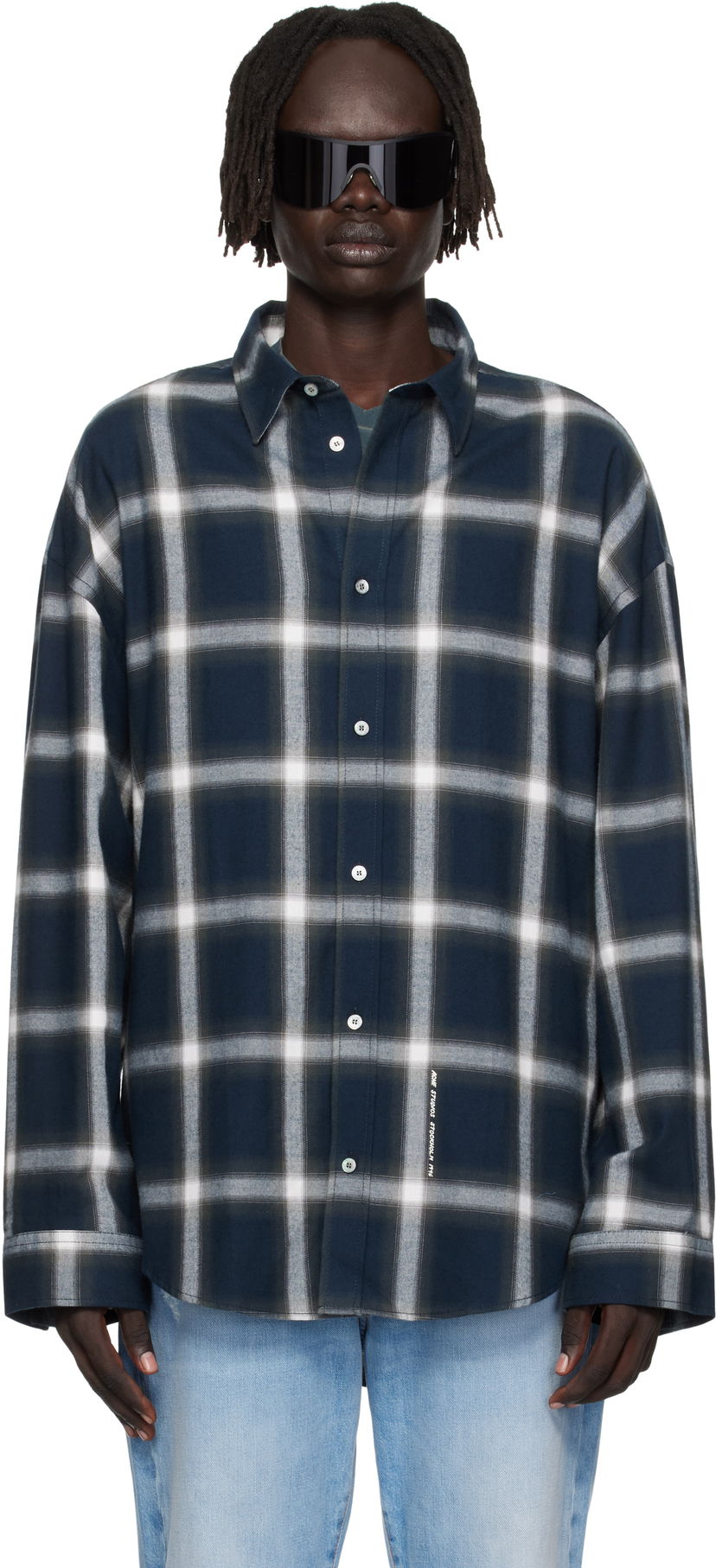 Paita Acne Studios Plaid Button-Up Shirt Tummansininen | BB0632-