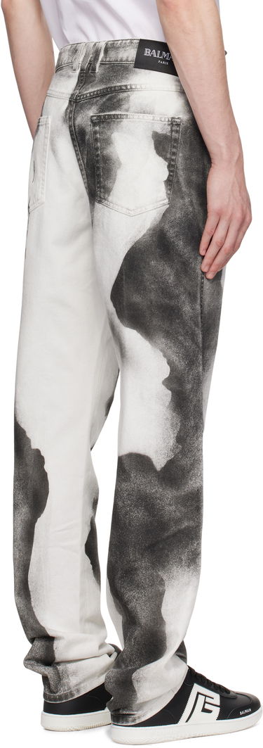 Jeans Balmain Balmain Regular Fit Moon Print Jeans Valkoinen | EH0MI043DE39, 2