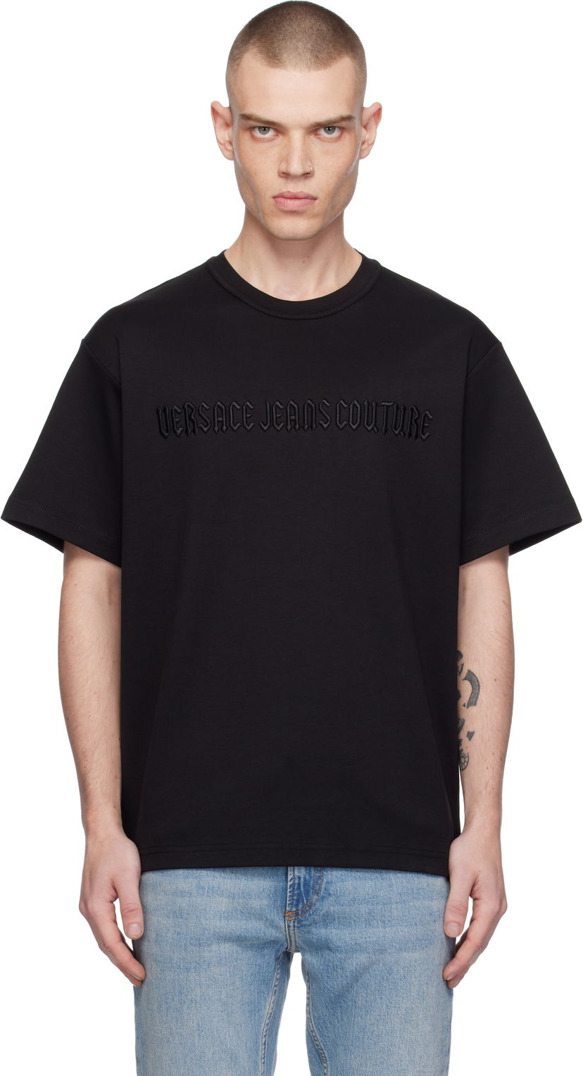 T-paita Versace Logo Line Goth T-Shirt Musta | E77GAHC01_ECJ03C