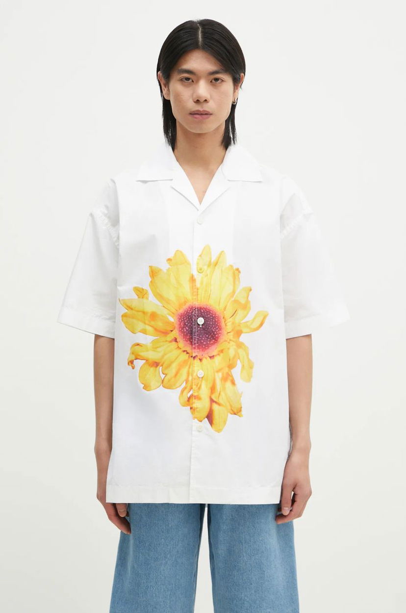 Paita JW Anderson JW Anderson Relaxed Short Sleeve Shirt with Sunflower Print Valkoinen | SH0335.PG1667.001