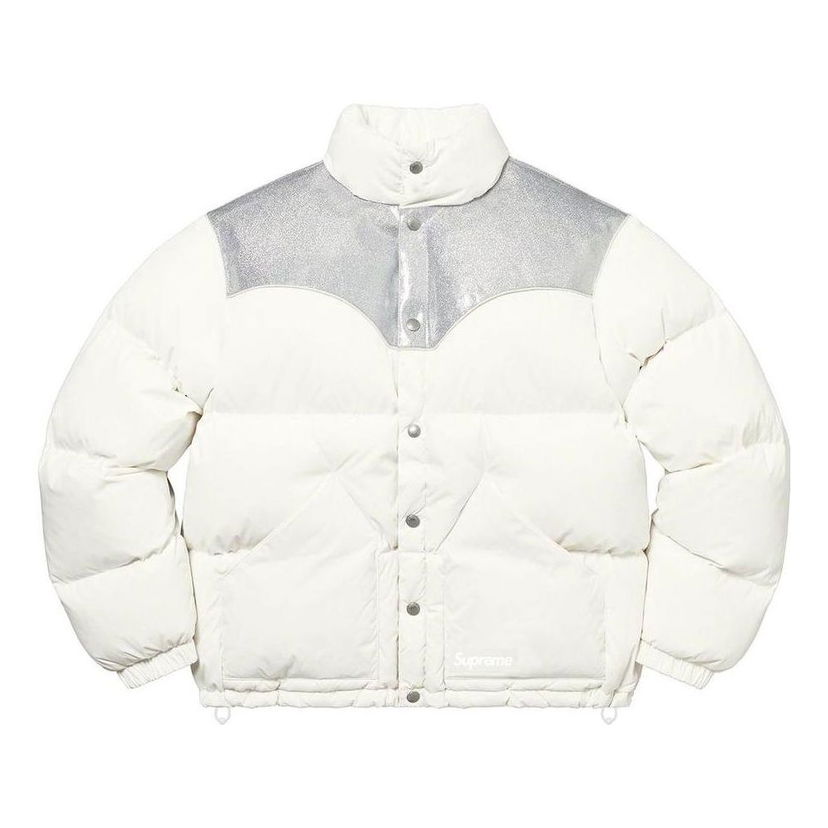 Puffer takki Supreme Glitter Yoke Puffer Jacket Valkoinen | SUP-FW22-829